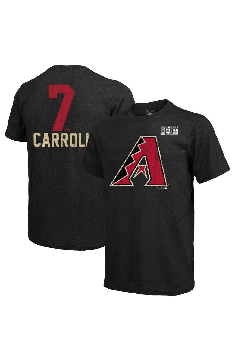 Majestic Threads Men's Majestic Threads Corbin Carroll Black Arizona Diamondbacks 2023 World Series Tri-Blend T-Shirt, Alternate, color,