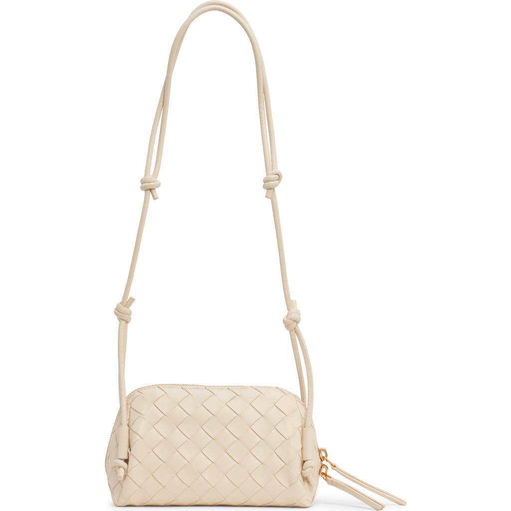 Bottega Veneta Mini Concert Intrecciato Leather Crossbody Bag In Gold