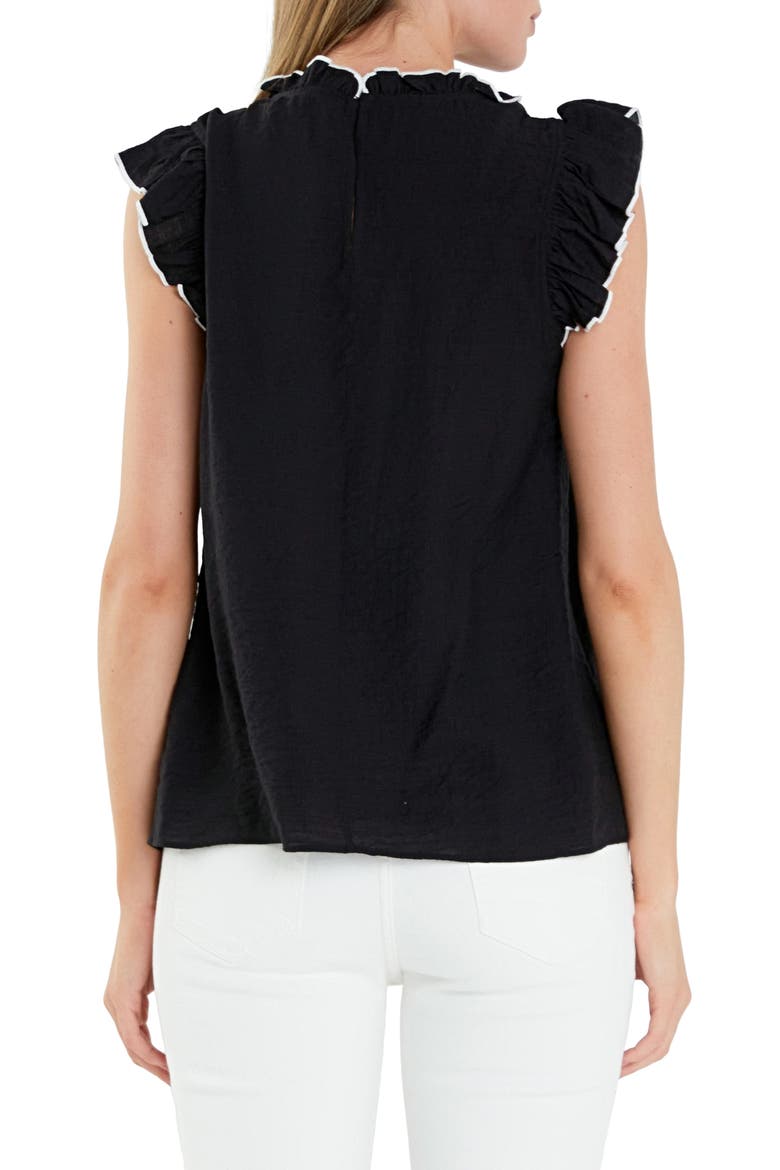 Flutter Sleeve Top, Alternate, color, BLACK