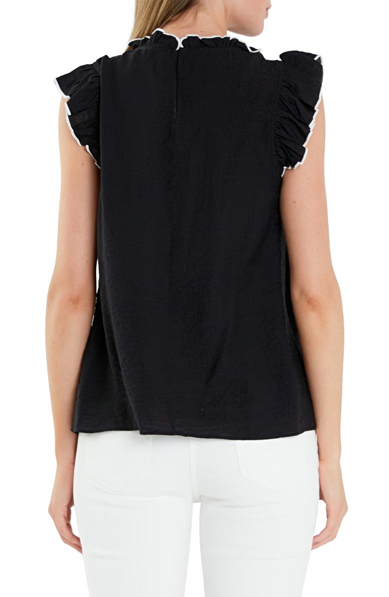 English Factory Flutter Sleeve Top, Alternate, color, Black