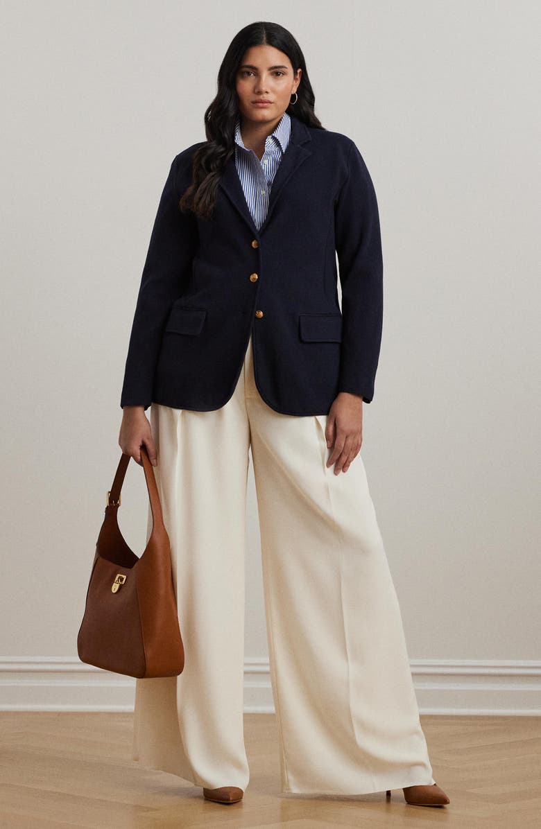 Lauren Ralph Lauren Combed Cotton Blazer, Alternate, color, Lauren Navy