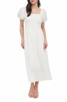 AUGUST SKY Puff Sleeve Midi Dress