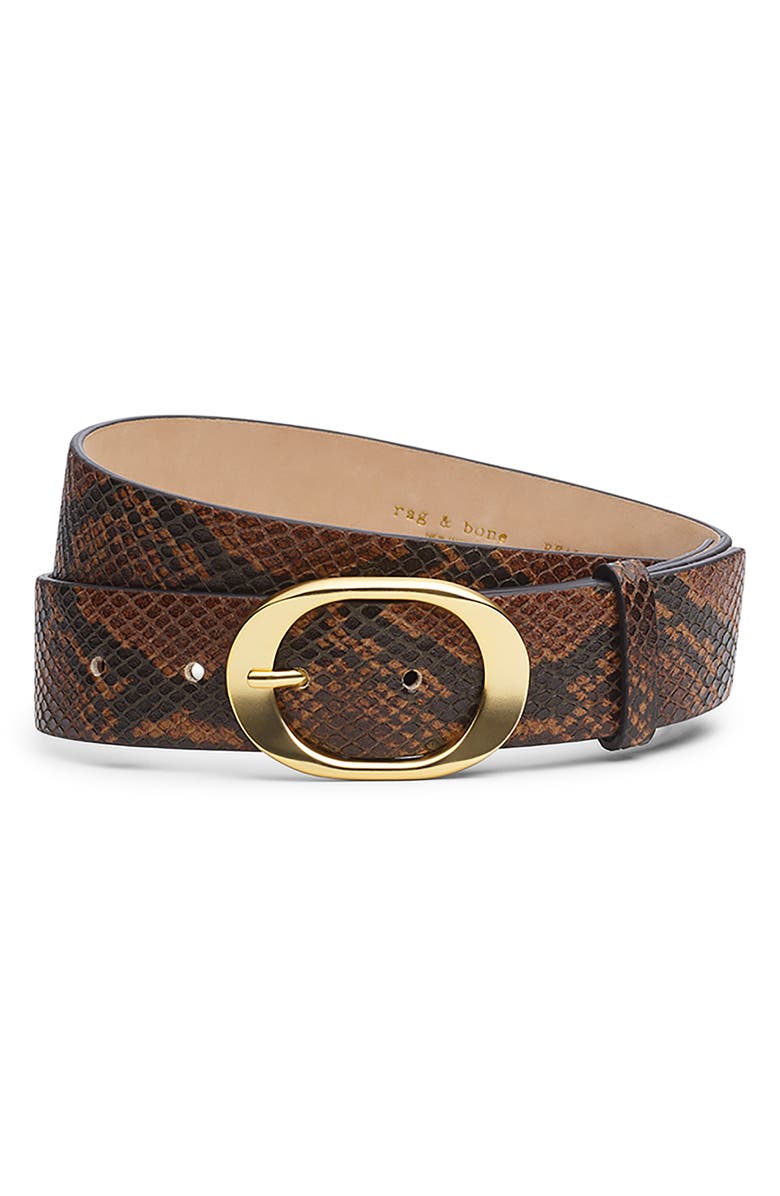 rag & bone Vera Leather Belt, Main, color, Snake/Brown