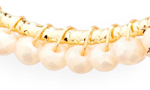 Cara Beaded Hoop Earrings In Off White/yellow Gold