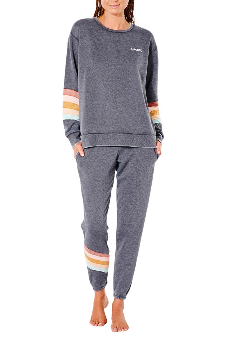 Sunseeker Stripe Sweatshirt, Alternate, color, WASHED BLACK