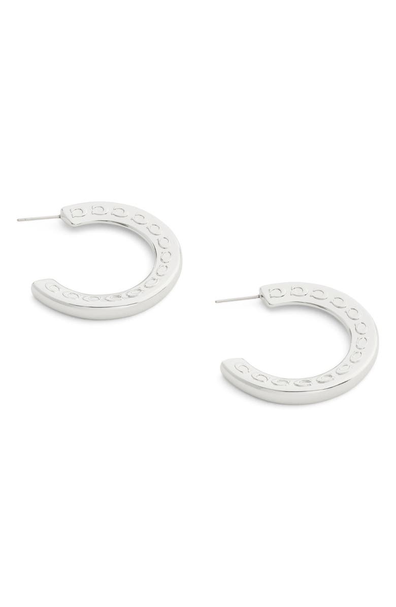 COACH Large Hoop Earrings, Alternate, color, Rhodium