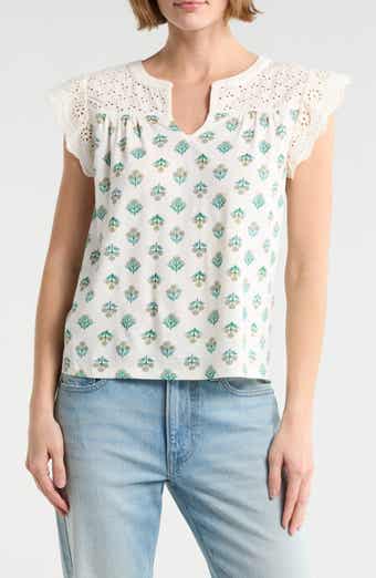 Cap Sleeve Mixed Media Top