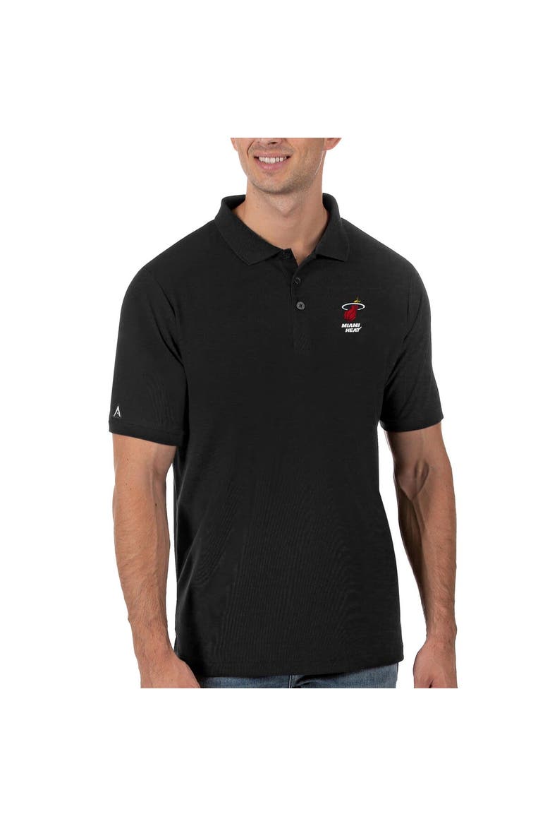 Men's Antigua Black Miami Heat Legacy Pique Polo, Alternate, color, Black