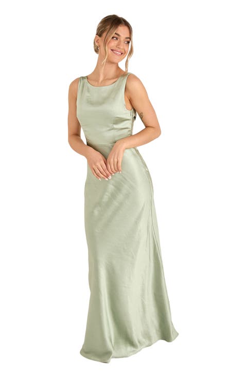 Cowl Back Satin Bridesmaid Dress