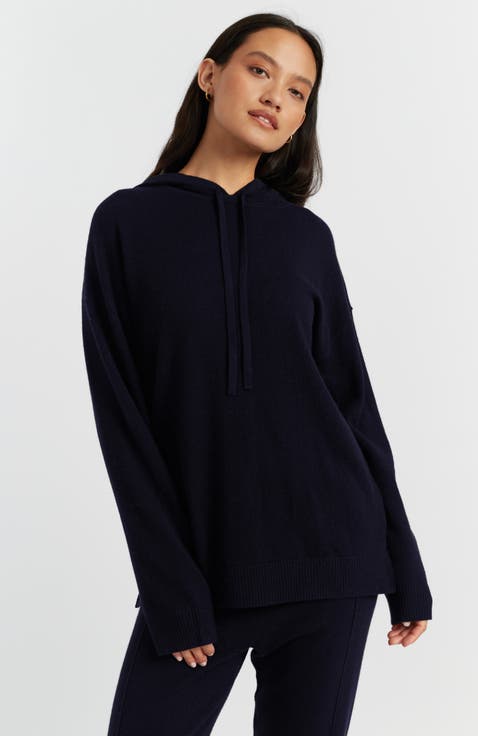 Wool Cashmere Blend Relaxed Hoodie Sweater