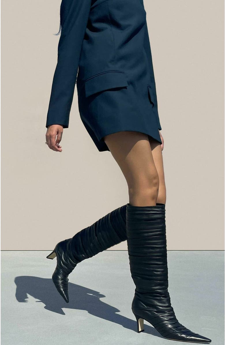 Neil J. Rodgers Plisse Knee Boot, Alternate, color, Black Nappa