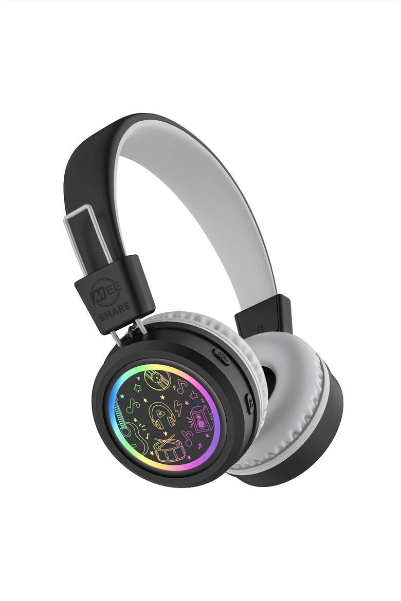 KidJamz Share Wireless Headphones for Kids w/ Multipoint Connectivity and LED Lights, Main, color, Black/White