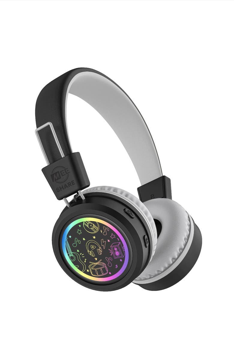 MEE audio KidJamz Share Wireless Headphones for Kids w/ Multipoint Connectivity and LED Lights, Main, color, Black/White