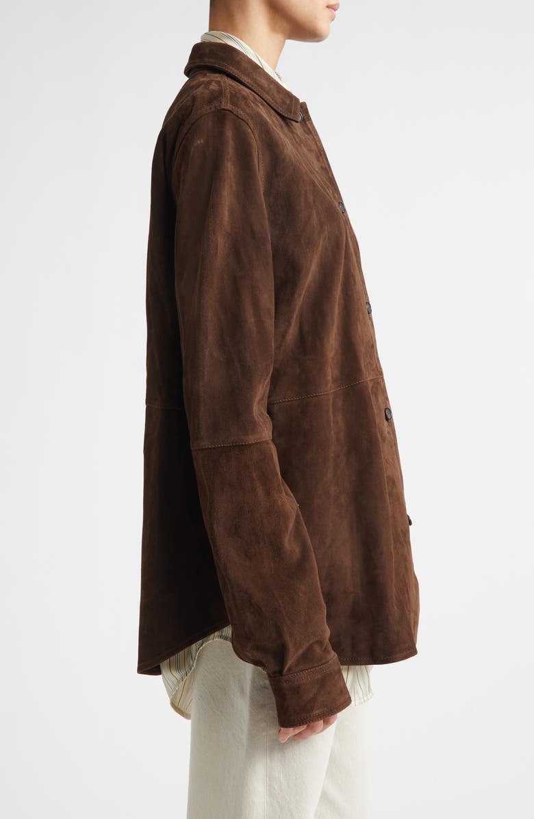 TOTEME Soft Suede Overshirt, Alternate, color, Bark