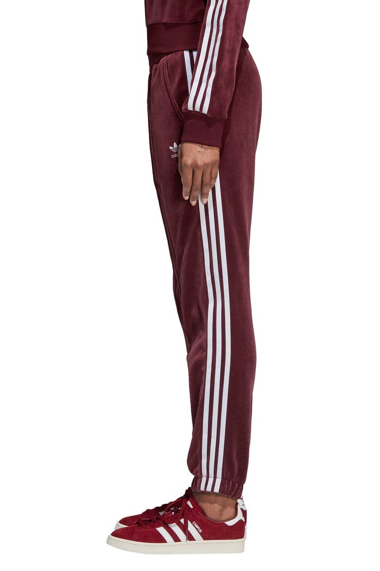 adidas Velour Track Pants, Alternate, color, MAROON