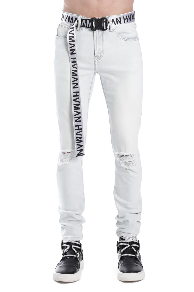Strat Belted Super Skinny Jeans, Main, color, ZEPHYR