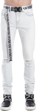 HVMAN Strat Belted Super Skinny Jeans