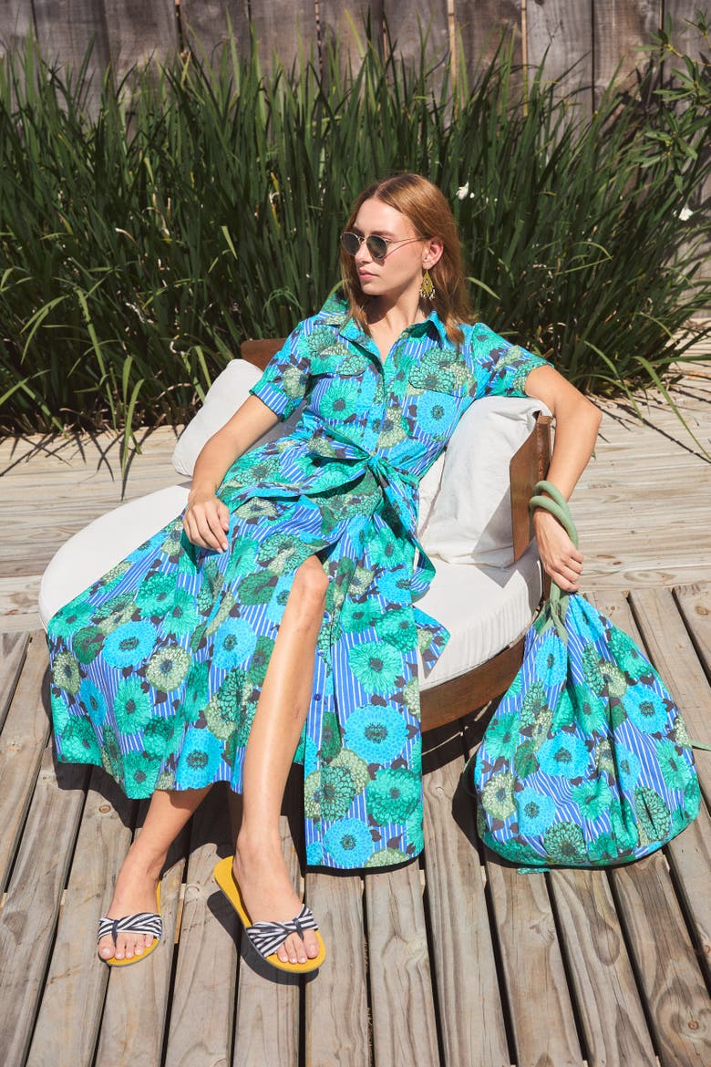 Crispy Cotton Sutton Maxi Dress, Alternate, color, Blue Cala