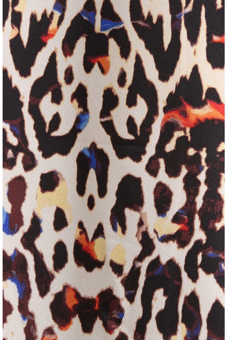 Leopard Print Bow Neck Satin Top, Alternate, color, SAND ROYAL LEOPARD