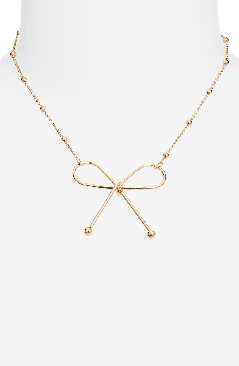 BP. Bow Pendant Station Necklace, Alternate, color, Gold