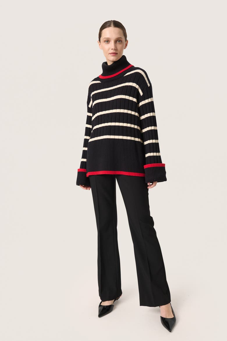 Slmusling Rollneck Rib Knit Pullover, Alternate, color, Black