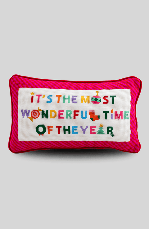 Most Wonderful Time Needlepoint Pillow