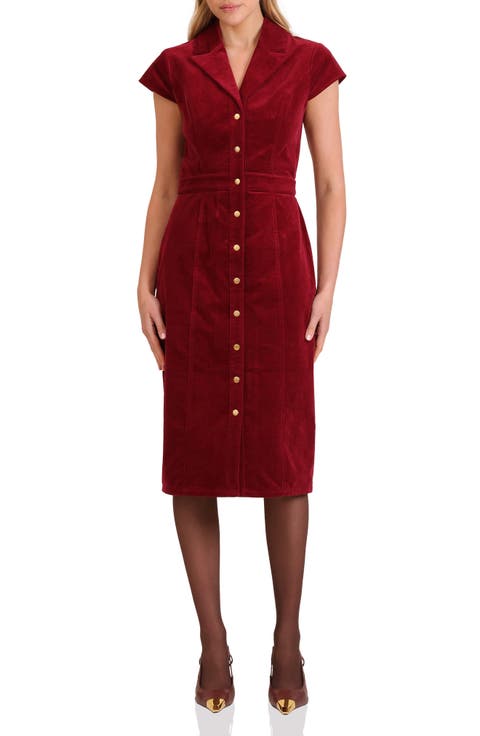 Short Sleeve Corduroy Dress