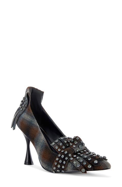 Piero Plaid Crystal Kiltie Pump