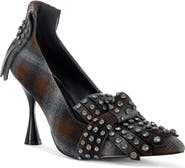 AZALEA WANG Piero Plaid Crystal Kiltie Pump