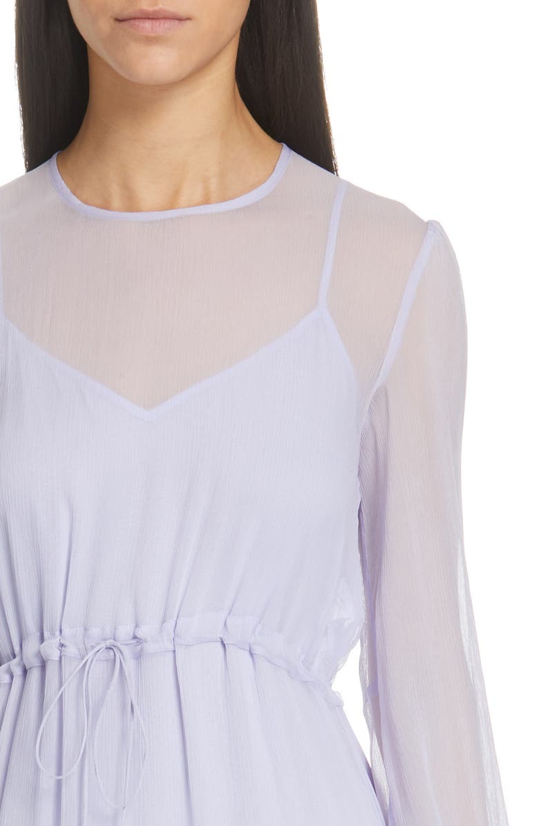 See by Chloé Asymmetrical Silk Midi Dress, Alternate, color, 