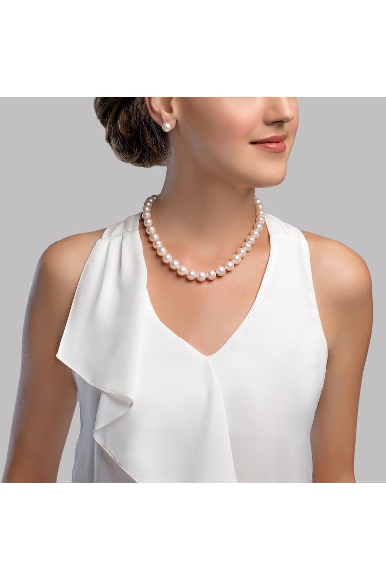 10.5-11.5mm White Freshwater Pearl Necklace - Premier AAAA Quality, Alternate, color, Yellow Gold Clasp