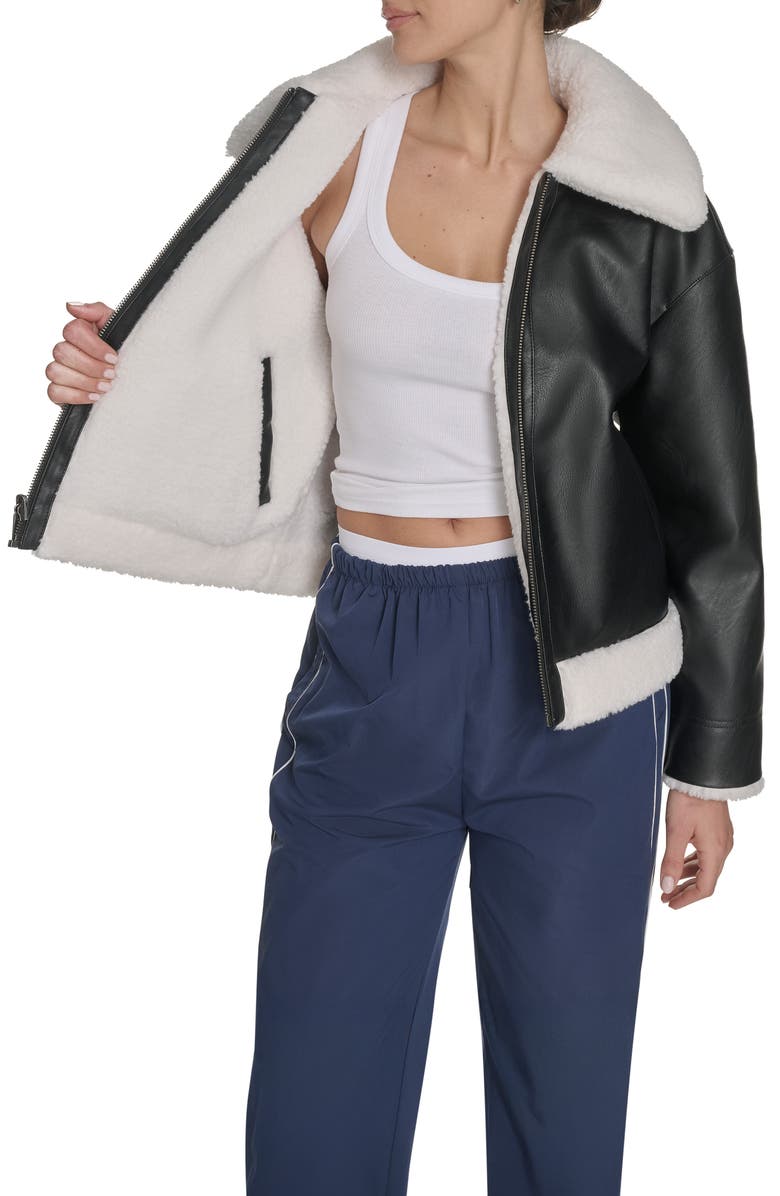 Levi's Reversible Faux Leather & Faux Shearling Jacket, Alternate, color, Black/ Cream