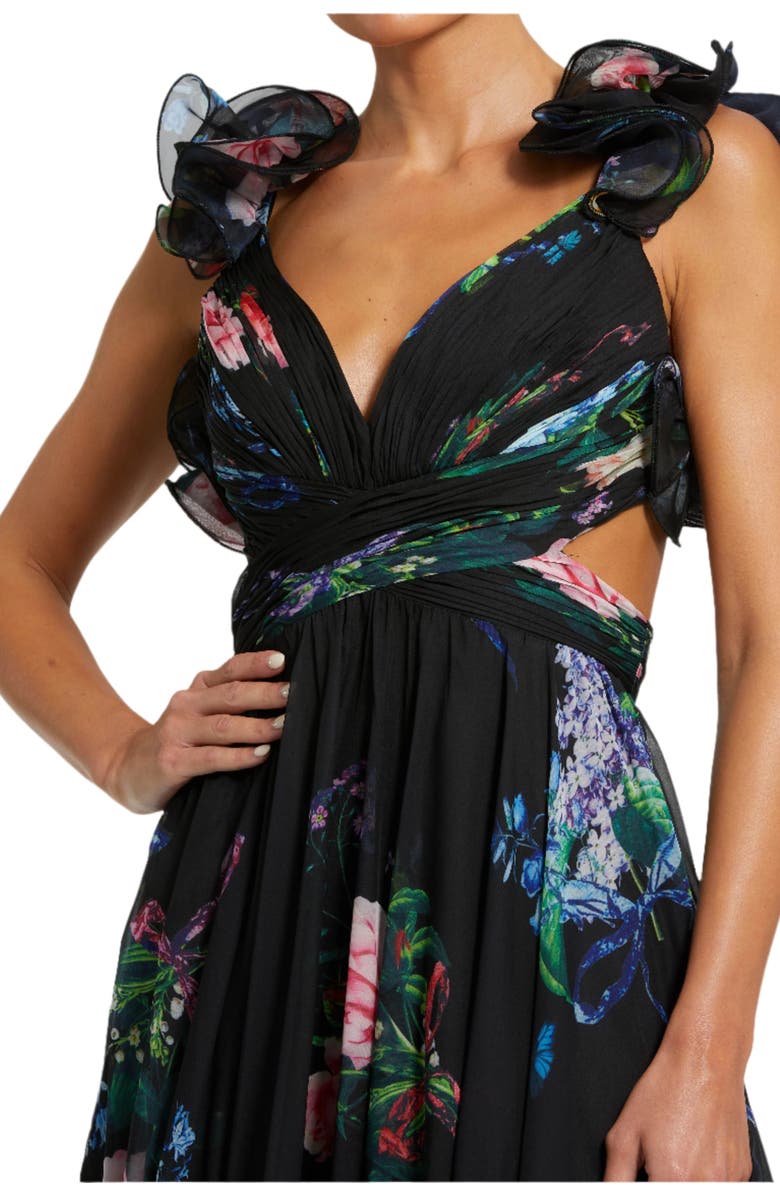Mac Duggal Ruffle Tiered Floral Cut-Out Chiffon Gown, Alternate, color, 