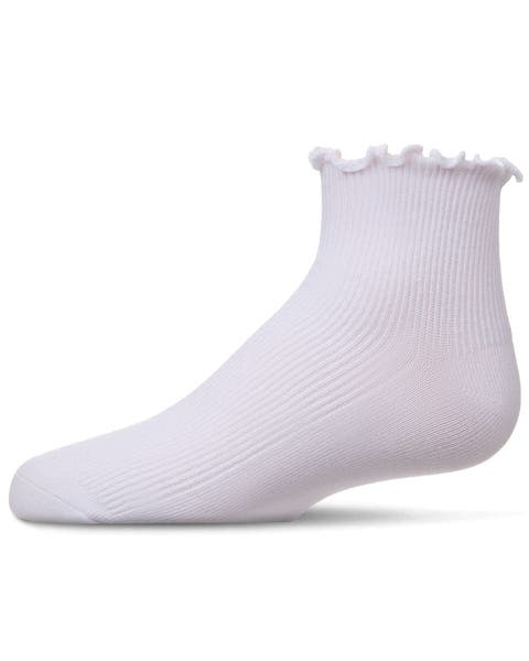 Ruffled Top Thin Ribbed Anklet Socks (Big Kid)