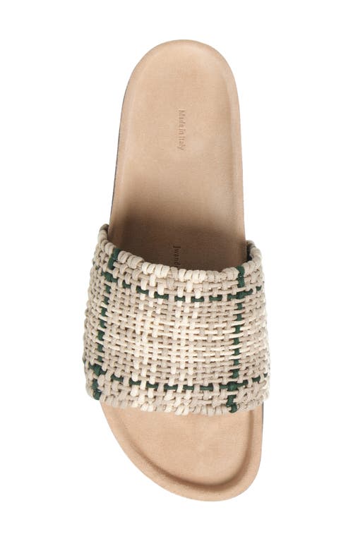 Jw Anderson Woven Check Slide Sandal In 531 Green/white