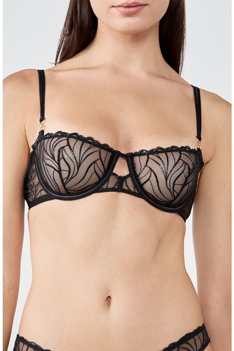 Envolee N°9 Embroidered Underwire Bra, Main, color, BLACK