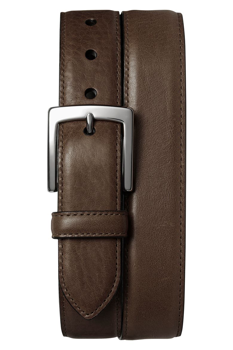 Bedrock Leather Belt, Main, color, DARKBROWN