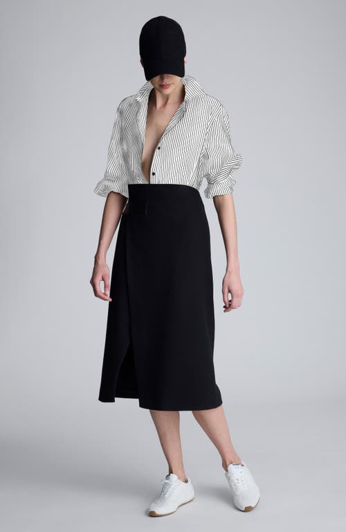 Kenneth Cole Stripe Poplin Button Front Shirt In White