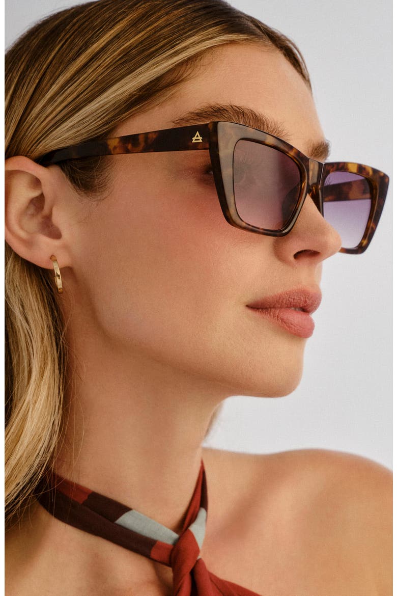 Solstice 53mm Cat Eye Sunglasses, Alternate, color, HONEY TORT / COOL SMOKE GRAD