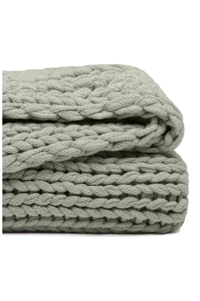 Chunky Knit Throw Blanket, Alternate, color, EUCALYPTUS