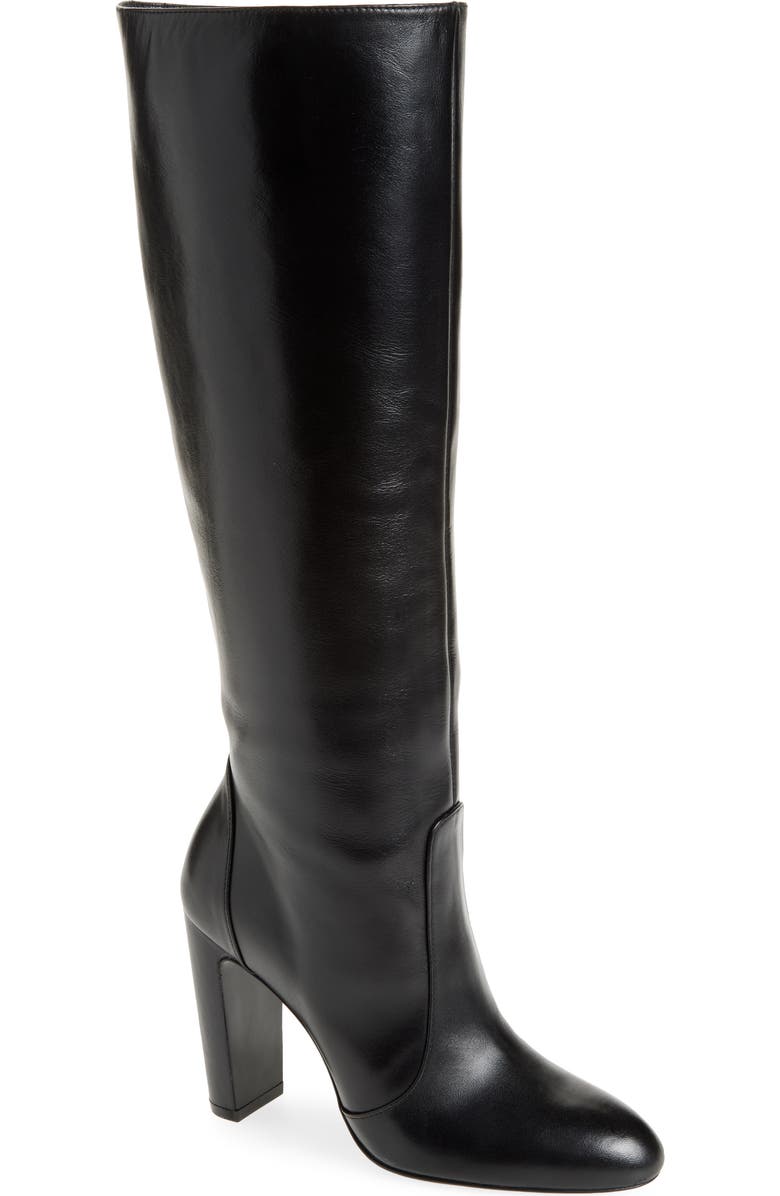 Stuart Weitzman Vida 100 Knee High Leather Boot, Main, color, Black