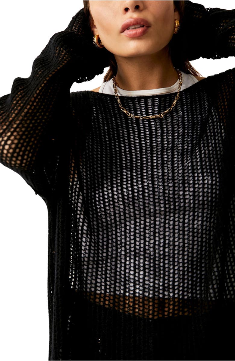 Free People Wednesday Open Knit Cashmere Sweater, Alternate, color, 