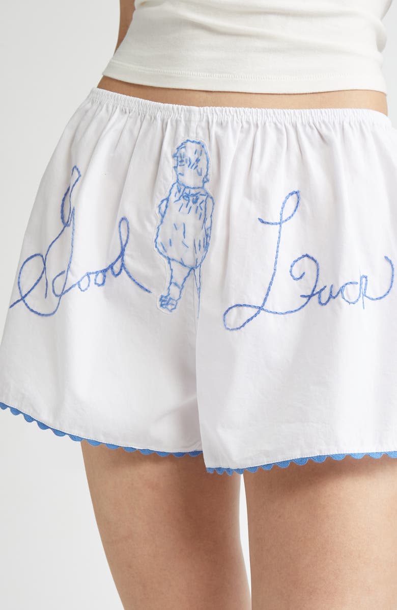 Bode Lucky Baby Shorts, Alternate, color, White/ Blue