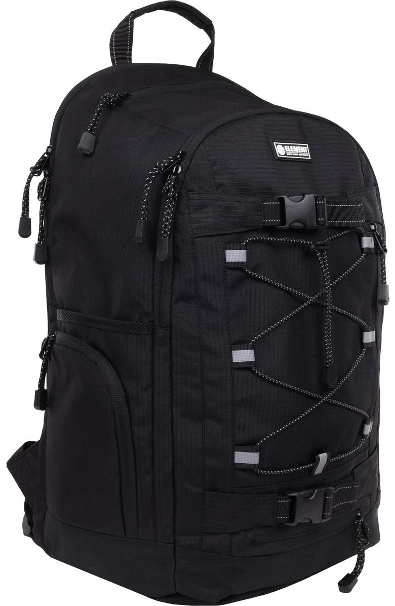 Element Ripstop Backpack- Durable Outdoor and School Bag with Skate Straps and Multiple Compartments, Alternate, color, Black
