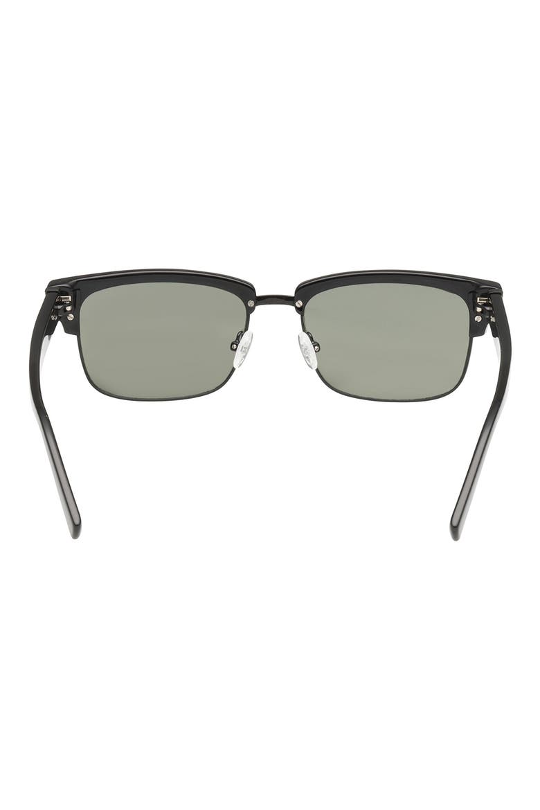 55mm Square Sunglasses, Alternate, color, SHINY BLACK / GREEN LENS