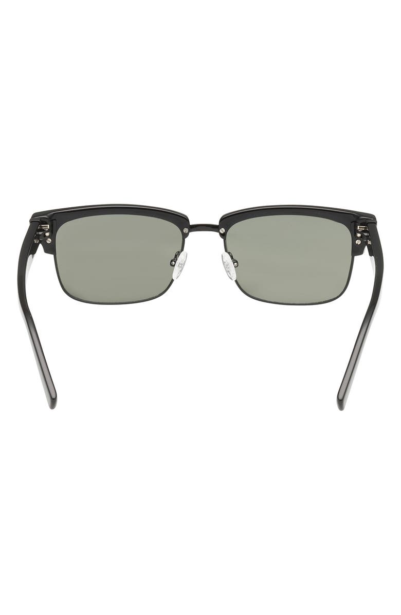 ABERCROMBIE & FITCH 55mm Square Sunglasses, Alternate, color, Shiny Black / Green Lens