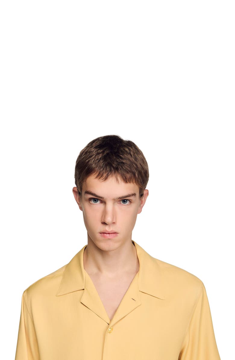 SANDRO Loose-fit shark collar shirt, Alternate, color, Light Yellow