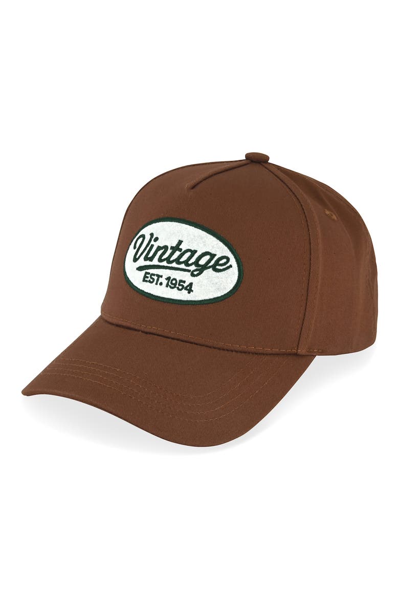 Vintage Embroidered Patch Baseball Cap, Alternate, color, BROWN/ WHITE/ GREEN