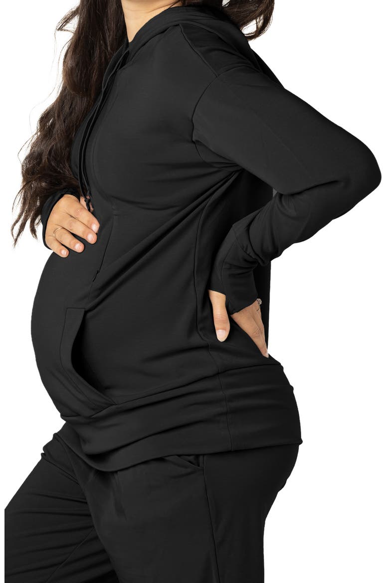 Maternity & Nursing Hoodie, Alternate, color, BLACK