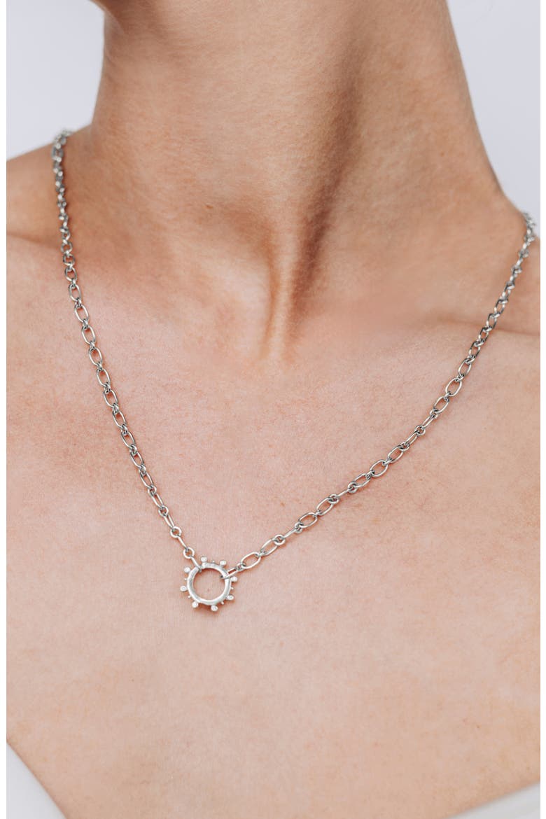 Dew Drop Marine Pavé Story Catcher Necklace, Alternate, color, SILVER